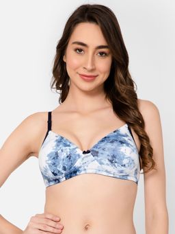 Clovia - Cotton Padded Full Cup Wire Free T-shirt Bra - Blue