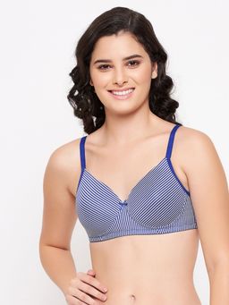 Clovia - Polyamide Padded Full Cup Wire Free T-shirt Bra - Blue