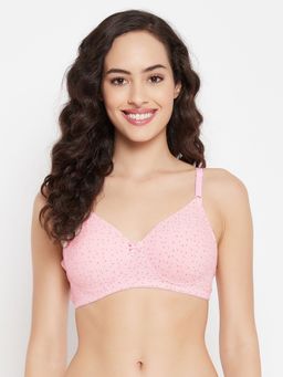 Clovia - Cotton Padded Full Cup Wire Free T-shirt Bra - Pink