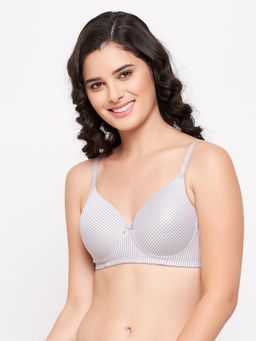 Clovia - Cotton Padded Full Cup Wire Free T-shirt Bra - Grey