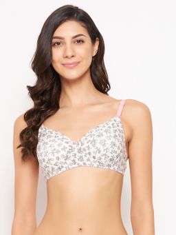 Clovia - Cotton Padded Full Cup Wire Free T-shirt Bra - White