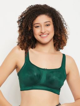 Clovia - Polyester Solid Non-Padded Full Cup Wire Free Full Figure Bra - Green