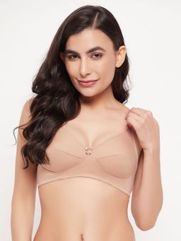 Clovia - Cotton Solid Non-Padded Full Cup Wire Free Everyday Bra - Beige