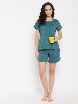 Clovia - Cotton Printed Top & Shorts (Set of 2)