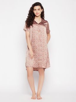 Clovia - Satin Printed Short Night Dress