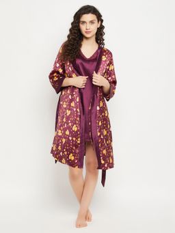 Clovia - Satin Printed Robe (Set of 2)