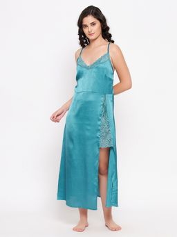 Clovia - Satin Solid Long Night Dress