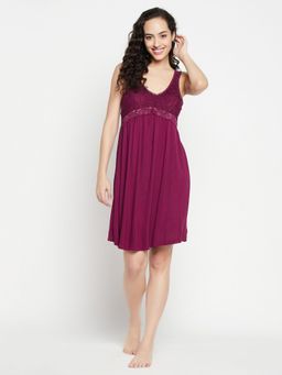 Clovia - Cotton Solid Short Night Dress