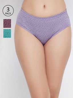 Clovia - Cotton Medium waist Inner elastic Hipster Panty (Pack of 3)