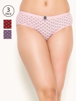 Clovia - Cotton Low waist Outer elastic Bikini Panty (Pack of 3)