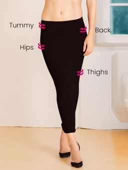 Clovia - Saree Shapewear Petticoat with Side Slit in Black