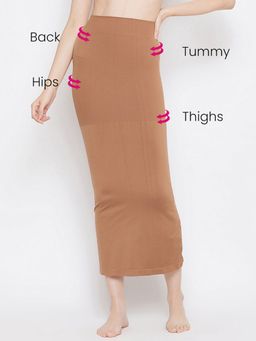 Clovia - Saree Shapewear Petticoat with Side Slit in Light Brown