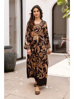 Autumnlane - Black Embroidered Straight Kurta with Pant