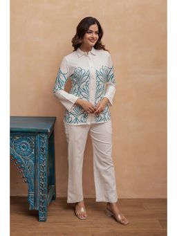 Autumnlane - White Embroidered Straight Co-Ord Set