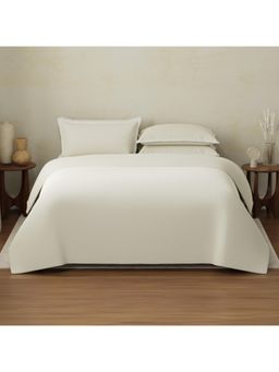 Boutique Living - Cotton Charm 400 TC Cotton Beige Bedsheet With 4 Pillow Covers & Duvet Cover (King)