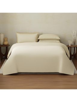 Boutique Living - Cotton Charm 400 TC Cotton Beige Bedsheet With 4 Pillow Covers & Duvet Cover (King)