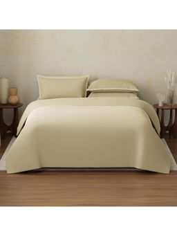 Boutique Living - Cotton Charm 400 TC Cotton Brown Bedsheet With 4 Pillow Covers & Duvet Cover (King)