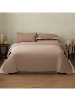 Boutique Living - Cotton Charm 400 TC Cotton Brown Bedsheet With 4 Pillow Covers & Duvet Cover (King)