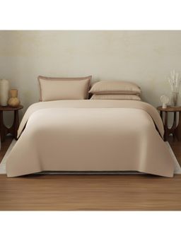 Boutique Living - Cotton Charm 400 TC Cotton Brown Bedsheet With 4 Pillow Covers & Duvet Cover (King)