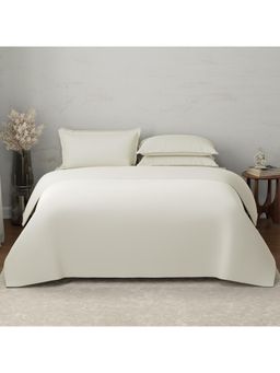 Boutique Living - Emblem Cotton 300 TC Beige Bedsheet With 4 Pillow Covers & Duvet Cover (King)