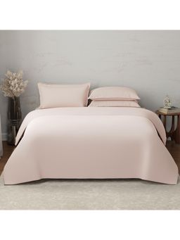 Boutique Living - Emblem Cotton 300 TC Peach Bedsheet With 4 Pillow Covers & Duvet Cover (King)