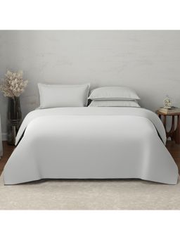 Boutique Living - Emblem Cotton 300 TC Grey Bedsheet With 4 Pillow Covers & Duvet Cover (King)