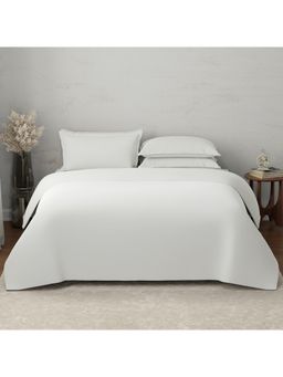 Boutique Living - Emblem Cotton 300 TC White Bedsheet With 4 Pillow Covers & Duvet Cover (King)