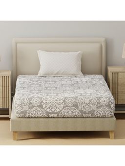 Layers - Basicx Cotton 120 TC Grey Bedsheet With 1 Pillow Cover (Single)