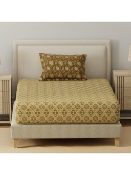 Layers - Basicx Cotton 120 TC Brown Bedsheet With 1 Pillow Cover (Single)