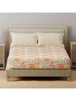 Layers - Basicx Cotton 120 TC Floral Bedsheet With 2 Pillow Covers (King)