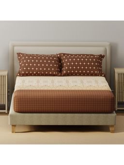 Layers - Basicx Cotton 120 TC Brown Bedsheet With 2 Pillow Covers (King)