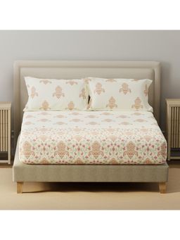 Layers - Basicx Cotton 120 TC Pink & White Floral Bedsheet With 2 Pillow Covers (King)