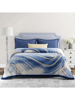 Boutique Living - Platinum Pulse Blue Abstract Polyester 2 Ply Blanket (Double)