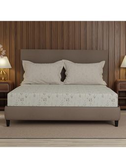 Boutique Living - Valatie Cotton 200 TC Green Floral Bedsheet With 2 Pillow Covers (King)