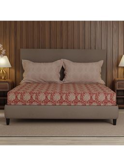 Boutique Living - Valatie Cotton 200 TC Rust Floral Bedsheet With 2 Pillow Covers (King)