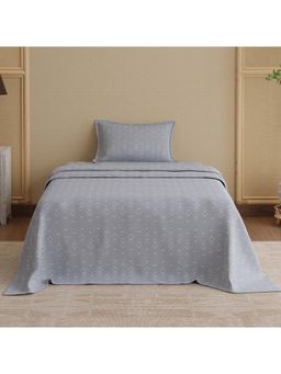 Boutique Living - Indo Musk Kasturi Cotton 200 Tc Grey Bedsheet With 1 Pillow Cover (Single)