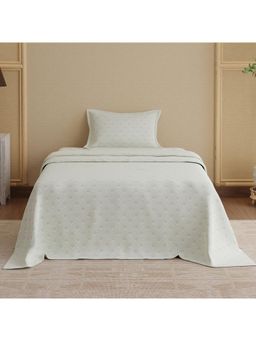 Boutique Living - Indo Musk Kasturi Cotton 200 Tc Green Bedsheet With 1 Pillow Cover (Single)