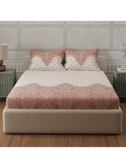 Boutique Living - Gardenia Augusta Vintage 300 TC Off White Bedsheet With 2 Pillow Covers (King)