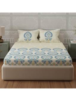 Boutique Living - Gardenia Augusta Vintage 300 TC Cream Bedsheet With 2 Pillow Covers (King)