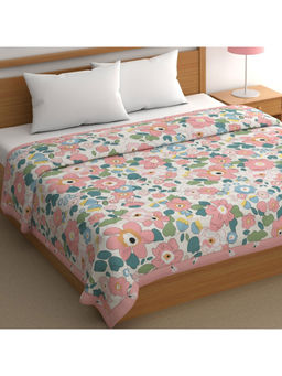 CHHAVI INDIA - India 300 Gsm Pink Floral Bliss, Ultra Soft & Lightweight Bed Comforter (Double)