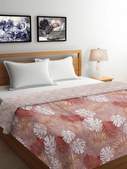 FABINALIV - Pink Floral Reversible Mild Winter 350 Gsm Micro Fiber Filling Bed Comforter (Double)
