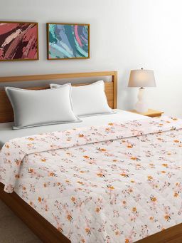 FABINALIV - Pink Floral Reversible Mild Winter 350 Gsm Micro Fiber Filling Bed Comforter (Double)