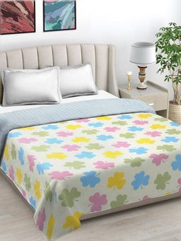 FABINALIV - Multi-Color Floral Reversible 350 Gsm Filling Bed Comforter (Double)