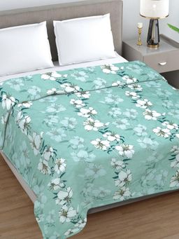FABINALIV - Green Floral Ultrasonic Quilted Reversible 350 Gsm Ac Room Bed Comforter (Double)