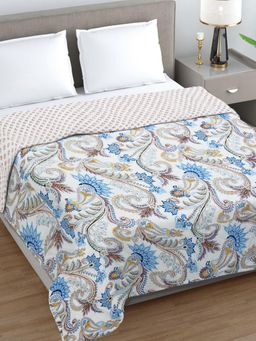 FABINALIV - Multi-Color Floral Reversible 350 Gsm Ac Room Bed Comforter (Double)