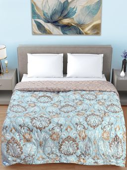 FABINALIV - Blue Floral Ultrasonic Quilted Reversible 350 Gsm Ac Room Bed Comforter (Double)
