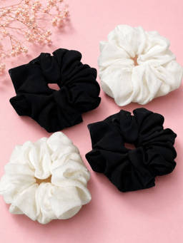 OOMPH - Multi-Color Georgette Ponytail Scrunchies (Pack of 4)