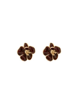Forever New - Burgundy Prudence Pretty Enamel Flower Studs