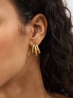 Accessorize London - Gold Waterproof Stainless Steel Triple Hoop Earrings