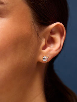 Accessorize London - 14k Gold-Plated White Bling Stud Earrings